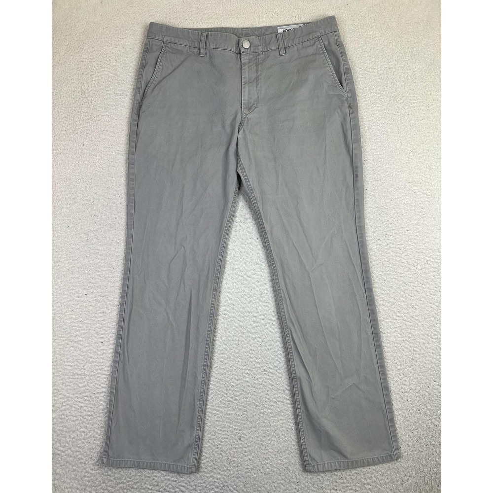 Bonobos Washed Chinos Pants Mens 35x32 Gray Straight Fit Cotton Casual Twill